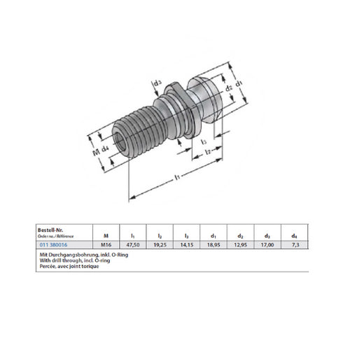 Pull Studs Similar to ISO 7388, Lengthened by 3mm Dimensions